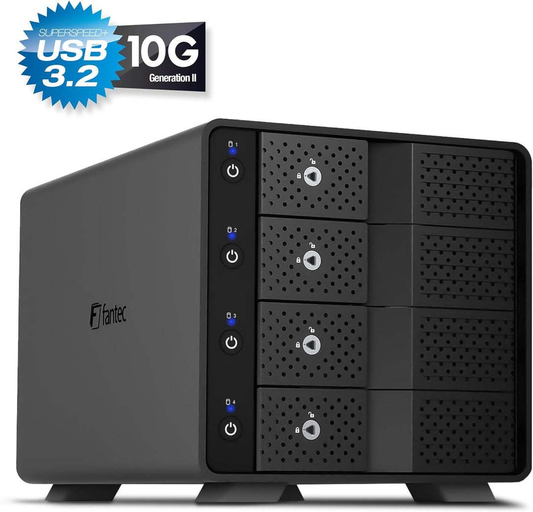 FANTEC MB-X4U31 4fach USB3.2 Gen2 Festplattengehäuse für 4X SATA 3,5/2,5 Zoll SSDs und HDDs, Transfe