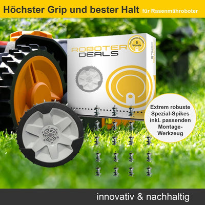 Edelstahl Spikes, Offroad, Gelände, Steigungen (40 Stück inkl. Montage Werkzeug) für alle Ferrex Mäh