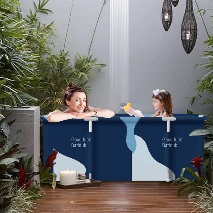 Faltbare Badewanne für Erwachsene 133x64x47cm, Sauna-Dampfbadeeimer, Heisse Dusche und Eisbad, Tragb
