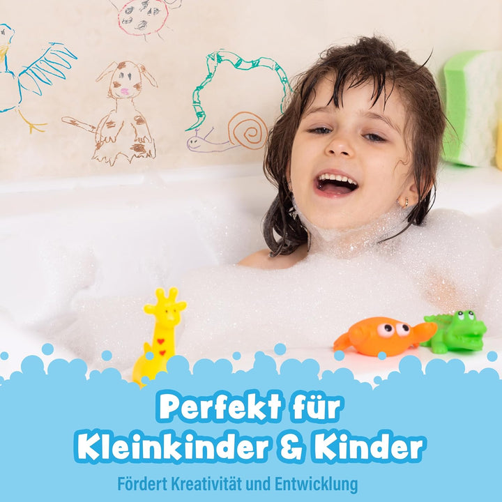 Tub Works® Badestifte Badespielzeug, 12 Stifte | Ungiftige, abwaschbare Badewannenstifte für Kleinki