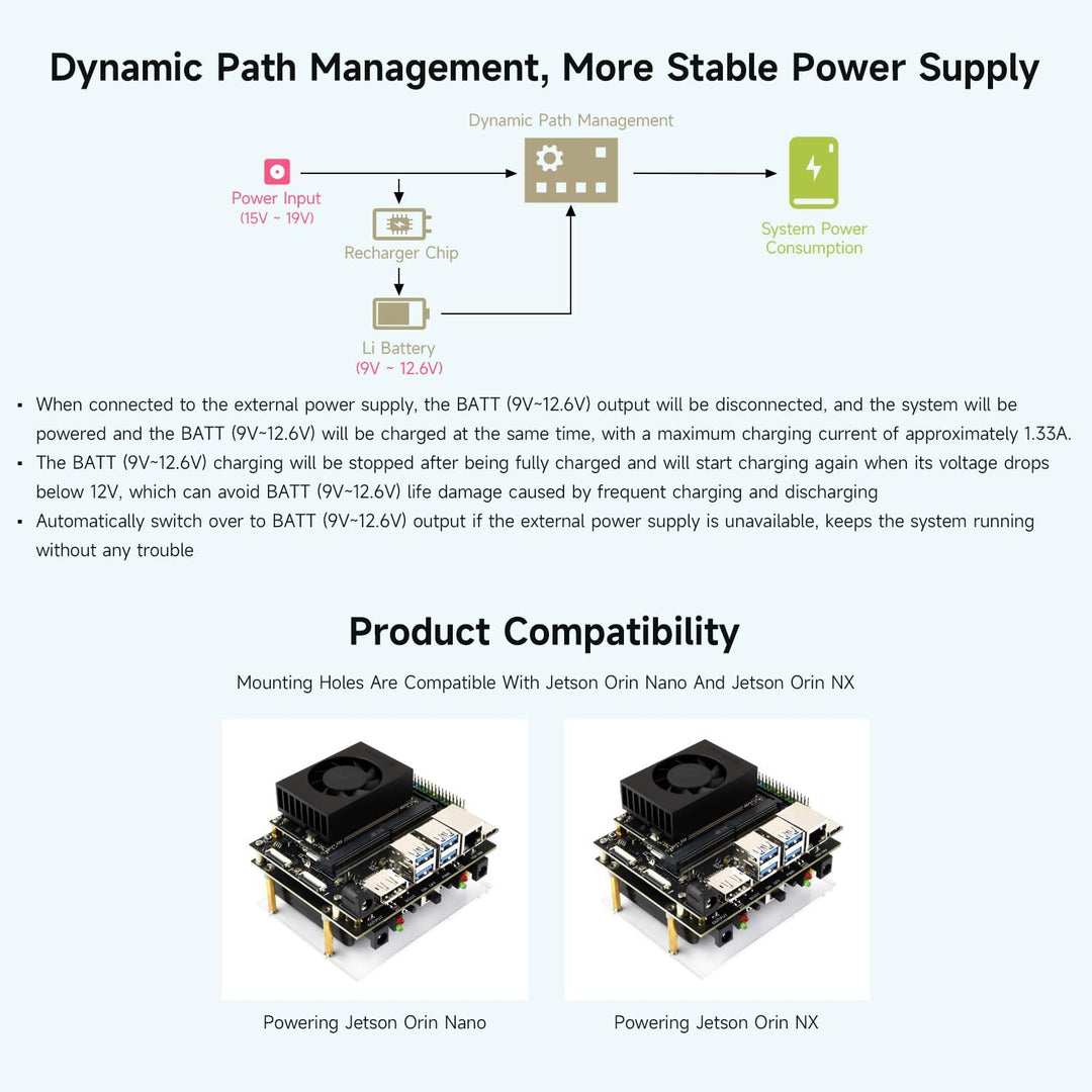 Waveshare Uninterruptible Power Supply UPS Module (C) for Jetson Orin, Supports 21700 Li Batt (NOT I