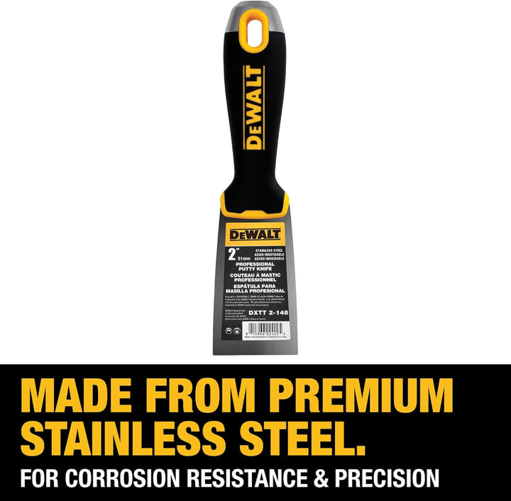 DEWALT Spachtelmesser, 5,1 cm, Edelstahl mit weichem Griff, DXTT-2-148 2-Inch, 2-Inch