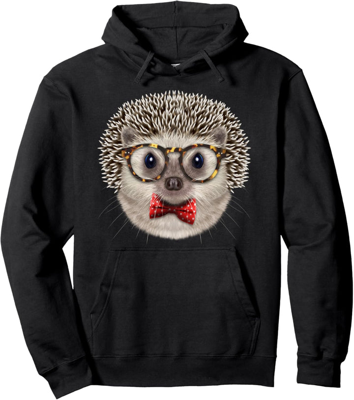 Igel trägt die klassische Brille und Fliege Pullover Hoodie
