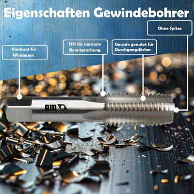 AM-Zerspanungstechnik Gewindeschneider M2-M36 | Universeller Gewindebohrer kurz Handgewindebohrer &