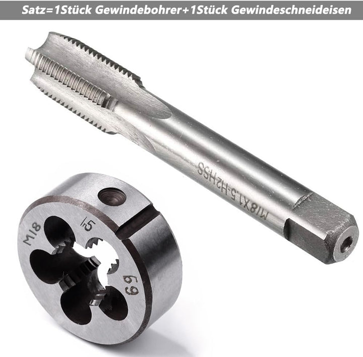 Saipor M18 X 1,5 Metrisch Gewindeschneid und Gewindeschneideisen M18 X 1,5mm HSS Gewindebohrer und S