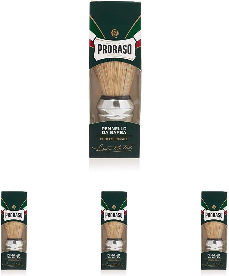 Proraso (Grüne Linie) - Rasierpinsel, Naturborste und verchromter Kunststoffgriff, 1 Stück (4er Pack