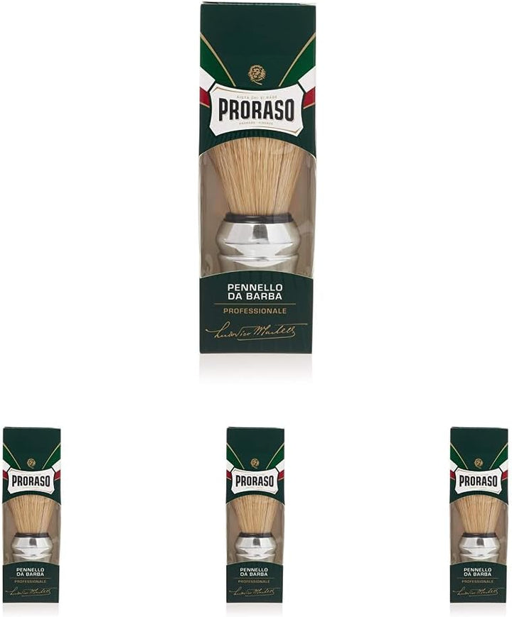 Proraso (Grüne Linie) - Rasierpinsel, Naturborste und verchromter Kunststoffgriff, 1 Stück (4er Pack