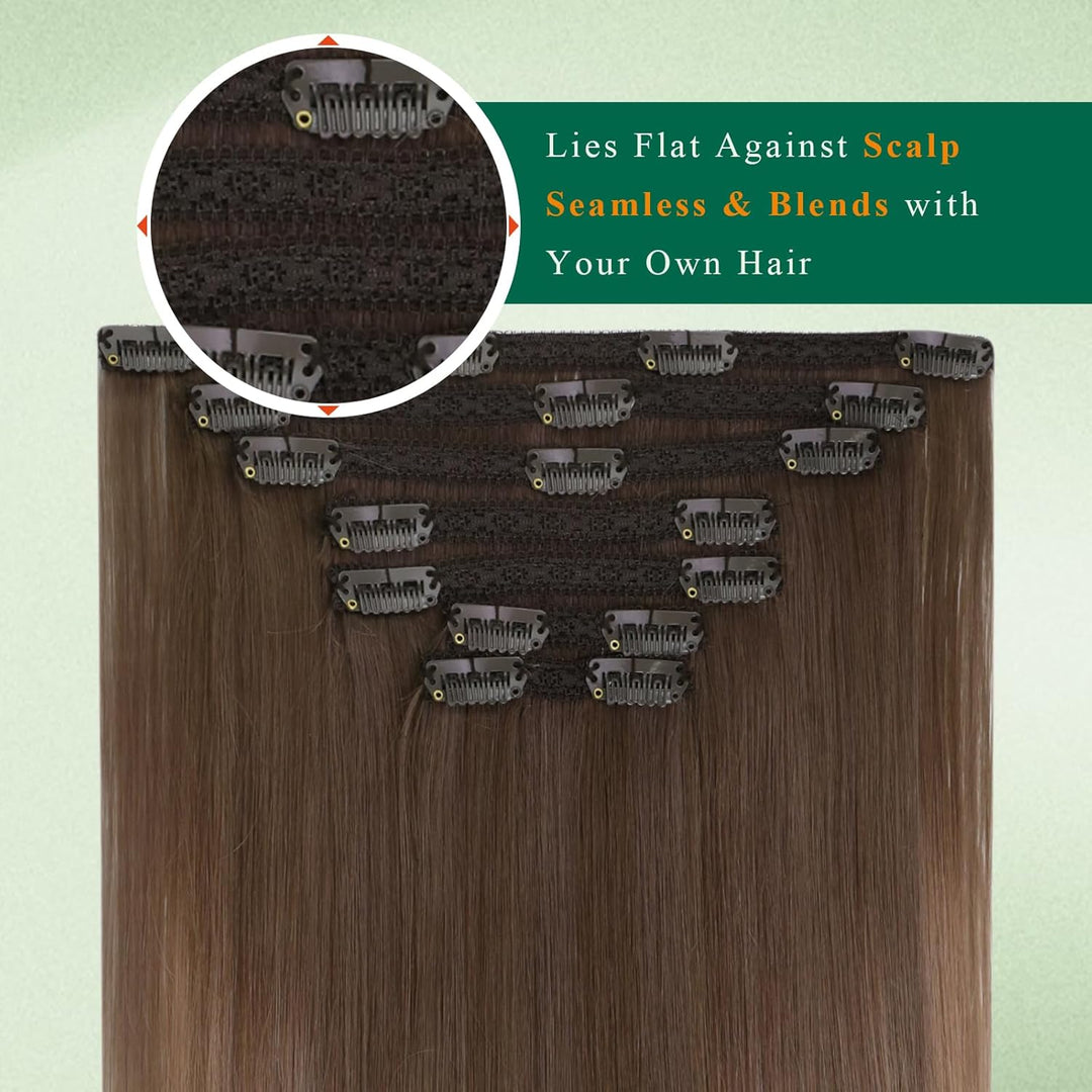 Easyouth Clip in Extensions Echthaar Balayage Clip Extensions Remy Echthaar Clip in Haarverlangerung