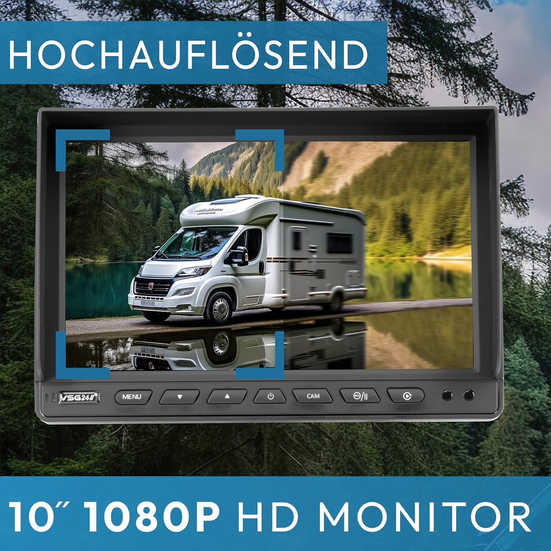 VSG 10" Quad Rückfahrmonitor/Heavy-Duty / 4 Videoeingänge / 12-24 Volt/extrem robust/Bildspiegelung/