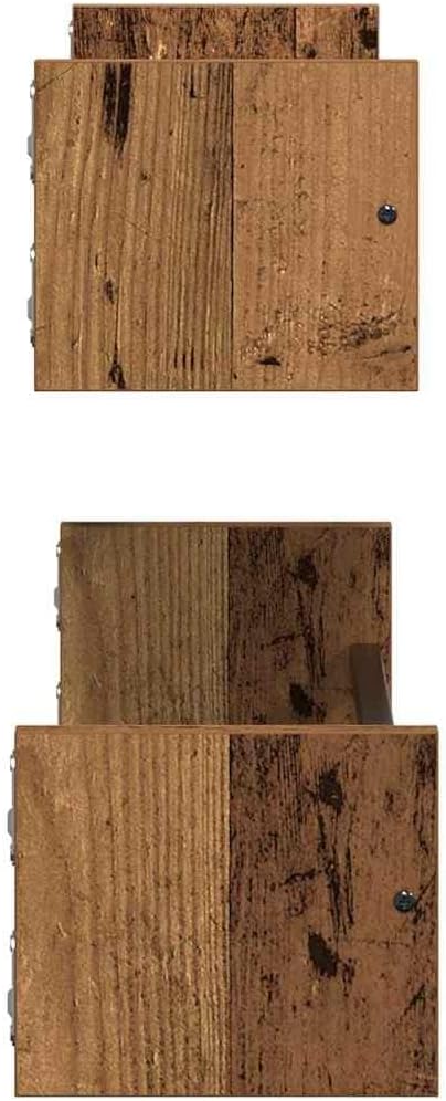 vidaXL Wandregal Wandmontiert 2 pcs Altholz 60 x 16 x 14 cm, Rechteckiges, modernes Wandregal, viel