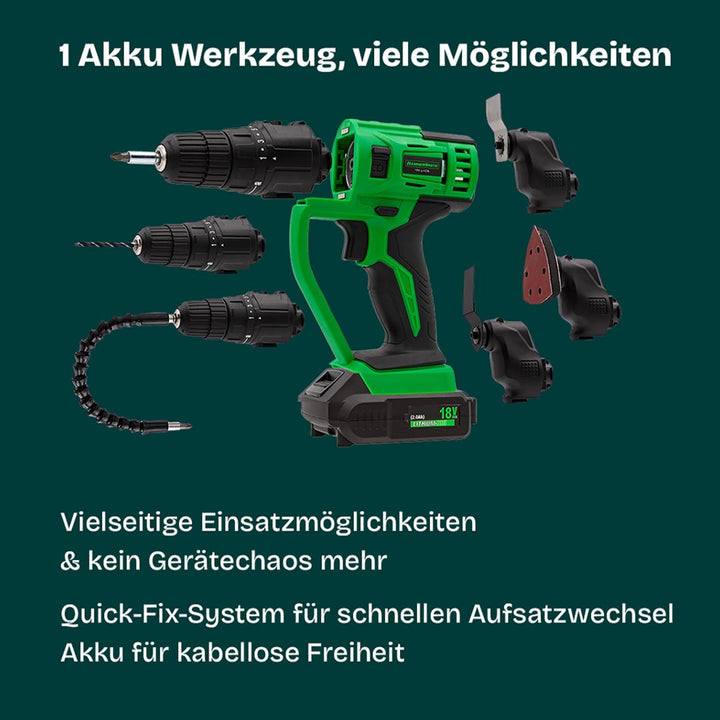 Hammersmith MultiTool - 58tlg Set - Akku Multifunktionswerkzeug - Oszillationswerkzeug - Bohren, Sch
