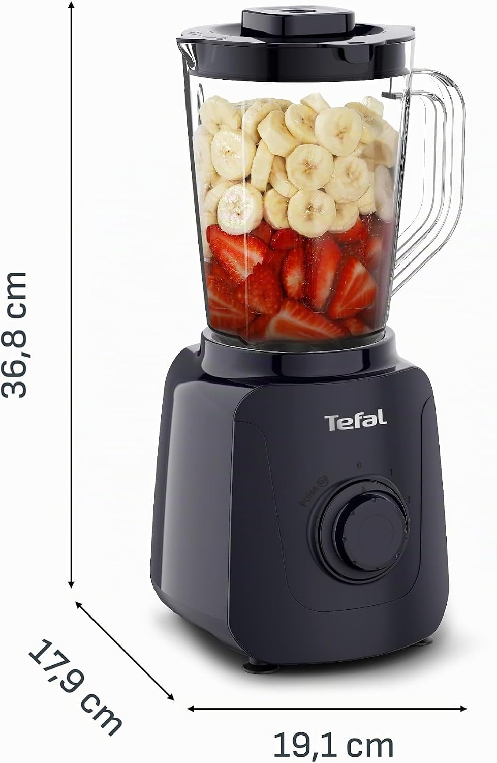 Tefal Blendforce Essential Standmixer, 450 Watt, 2 Geschwindigkeitseinstellungen + Pulsmodus, Ice-Cr
