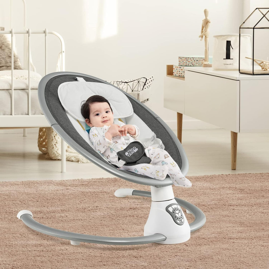 COSTWAY Elektrische Babywippe, Babyschaukel mit 5 Schaukelstufen, 3-Stufen-Timer-Funktion, 5-Punkt-S