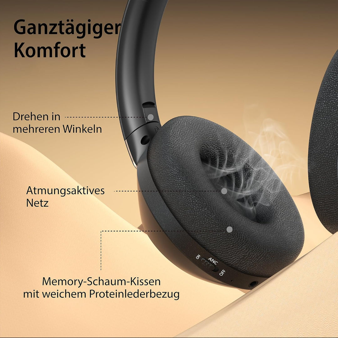 Kopfhörer Kabellos Bluetooth, Over Ear Kopfhörer Noise Cancelling, 100 Std Spielzeit 5.3 Bluetooth K