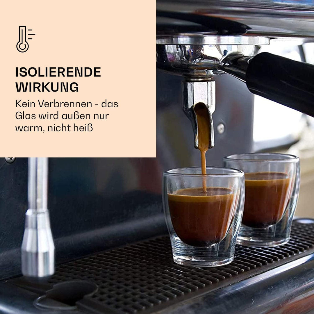 DUOS® Espressotassen Glas 4x80ml, Doppelwandige Gläser Latte Macchiato, Doppelwandige Kaffeegläser,