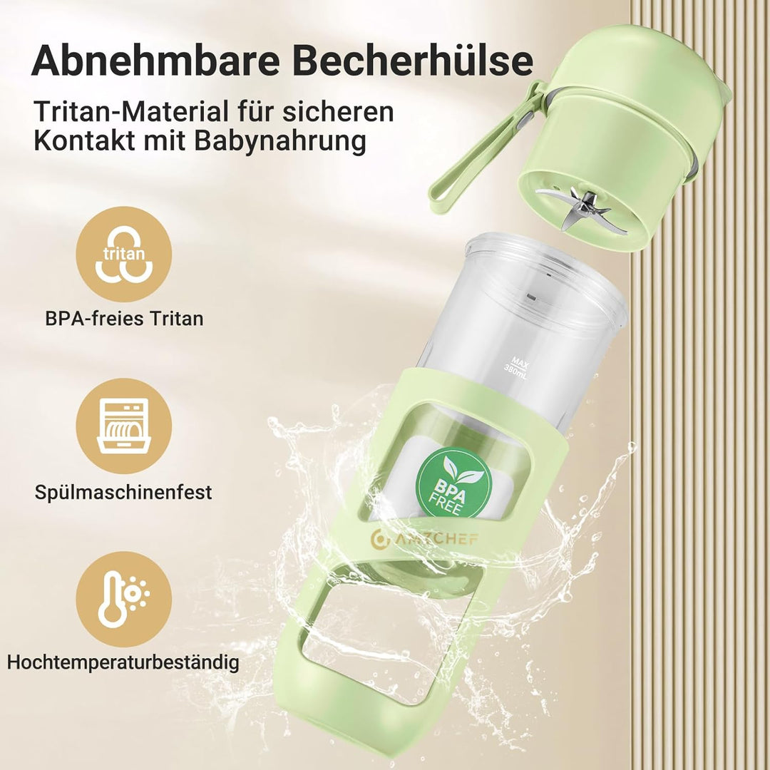 AMZCHEF Smoothie Maker To Go - Antioxidantien Vakuum Bottle Blender mit 10 Klingen für Fresh Juice,