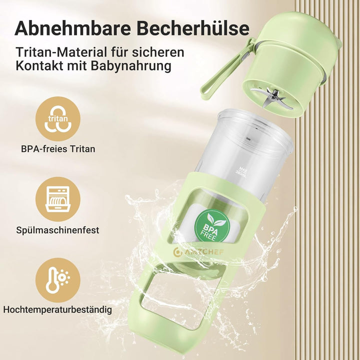 AMZCHEF Smoothie Maker To Go - Antioxidantien Vakuum Bottle Blender mit 10 Klingen für Fresh Juice,