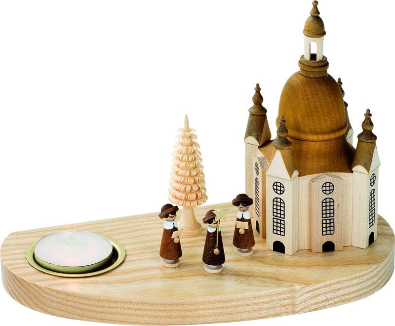 Richard Glaesser Kerzenhalter Dresdner Frauenkirche mit Kurrende für Teelichte aus Seiffen im Erzgeb