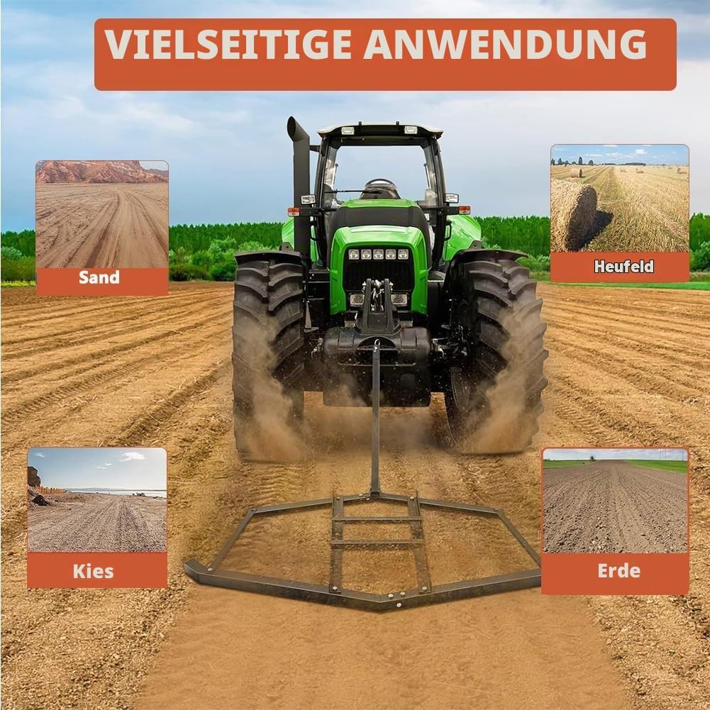 Schleppegge, 168x84 cm Wiesenegge für Rasentraktor, Geländefahrzeuge, ATV &amp; UTV, Tragkraft bis zu 50
