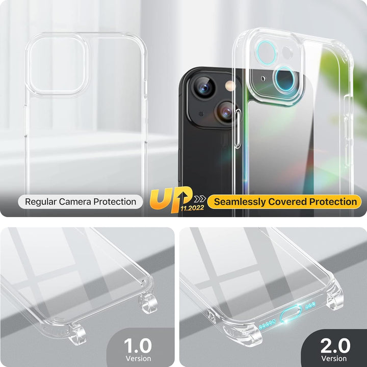 GOODVISH 3 in 1 Handykette für iPhone 13 6,1 Zoll mit 2 Stück Schutzfolie, Necklace Hülle mit Band [