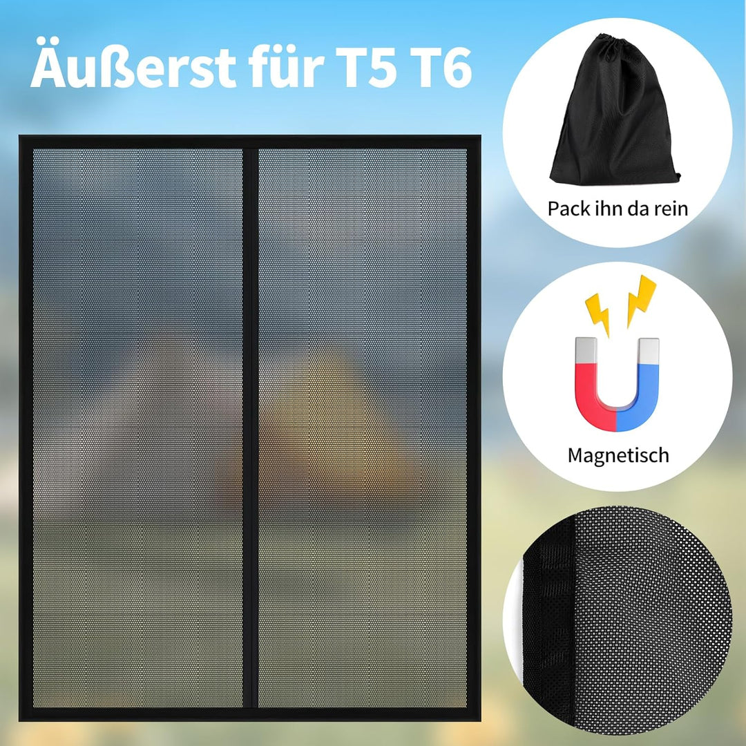 Moskitonetz Magnetisch kompatibel VW T5 T6 für Schiebetür, Auto Fliegengitter & Insektennetz & Sonne
