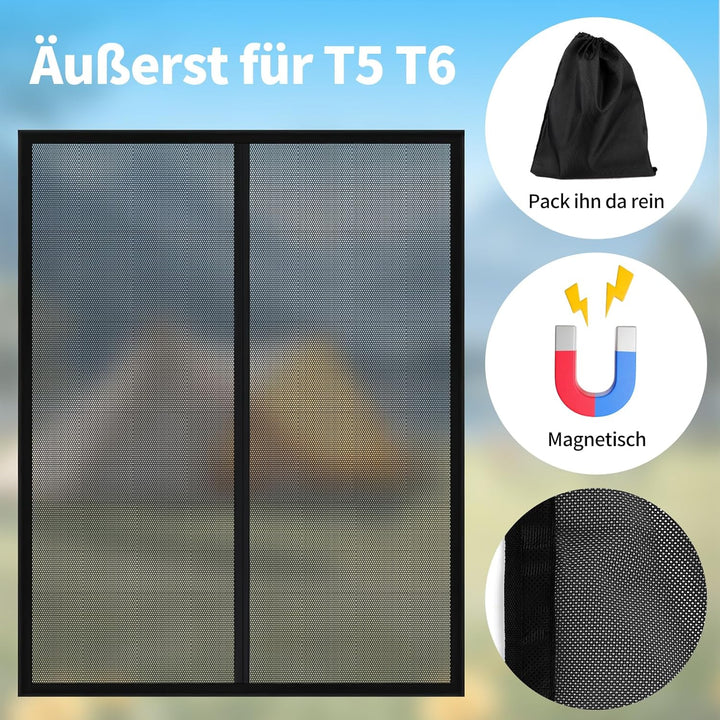 Moskitonetz Magnetisch kompatibel VW T5 T6 für Schiebetür, Auto Fliegengitter & Insektennetz & Sonne