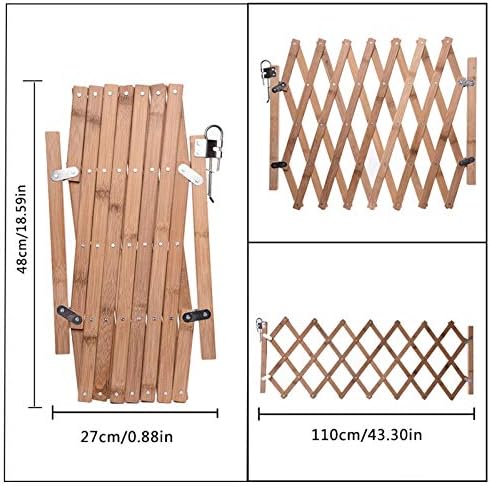 Pet Gate Pet Fence, Indoor Outdoor Pet Gate, Retractable Pet Gate, Expandable Dog Fence, Wooden Mesh