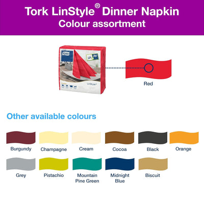 Tork 478854 Linstyle Premium Dinnerservietten Rot / Servietten stoffähnlich und saugfähig / 1-lagig