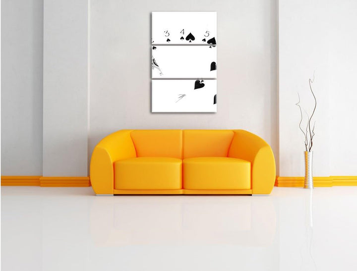 Spielkarten - Pik Strasse als Leinwandbild/Grösse: 3 Teilig (120x80) cm/Wandbild/Kunstdruck/fertig b