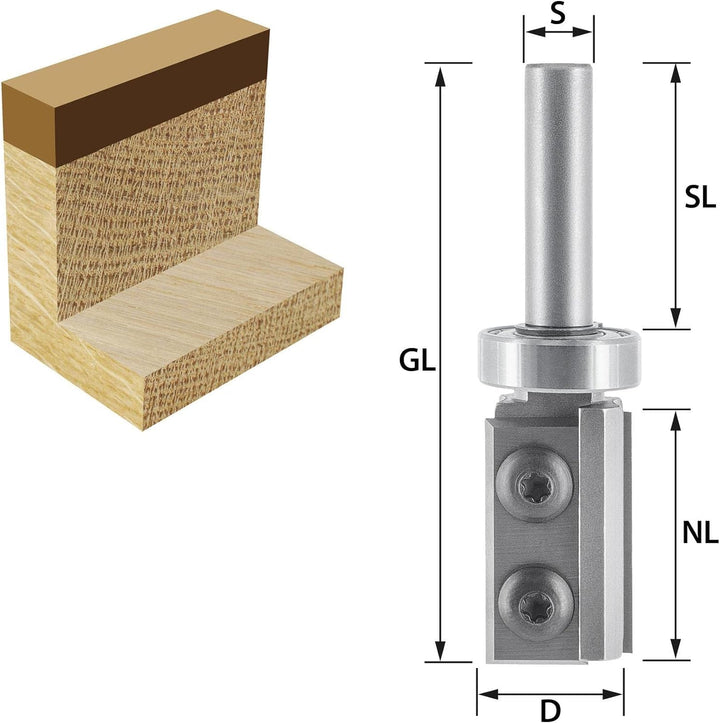 ENT 20321 Wendeplatten Bündigfräser HW, Schaft (S) 8 mm, Durchmesser (D) 19 mm, NL 30 mm, SL 30 mm,