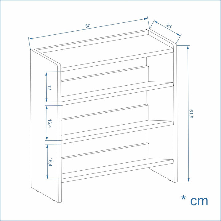 KOMTO Schuhregal Schmal - Schuhablage Flur mit 3 Ebenen Offener Schuhschrank Schuh Organizer Platzsp