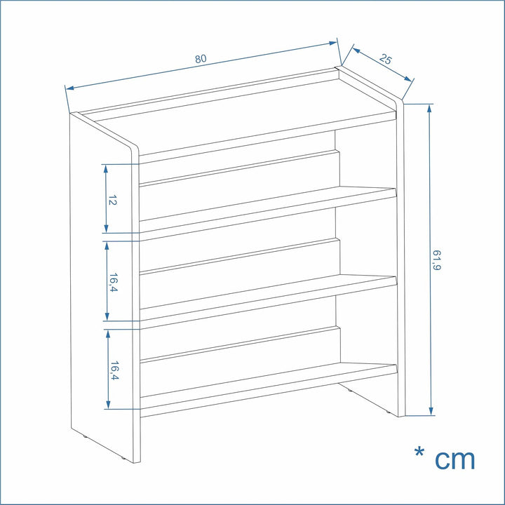 KOMTO Schuhregal Schmal - Schuhablage Flur mit 3 Ebenen Offener Schuhschrank Schuh Organizer Platzsp
