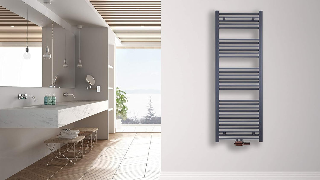MC Heat Premium Badheizkörper (500x1400 mm Weiss) - Handtuchheizkörper - Handtuchwärmer mit Mittelan