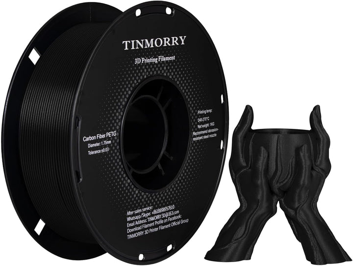 10 Rollen Carbon Fiber PETG Filament 1.75mm, TINMORRY PETG CF 3D Drucker Filament, 10 KG, Schwarz 10