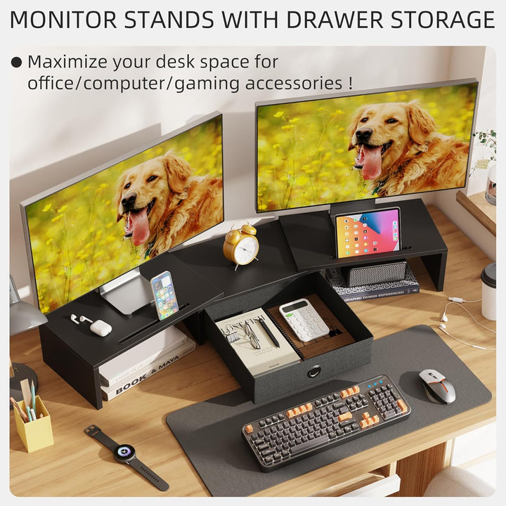 Monitor ErhöHung Schreibtisch, Monitorständer mit Schublade BildschirmerhöHung 2 Monitore Monitor St