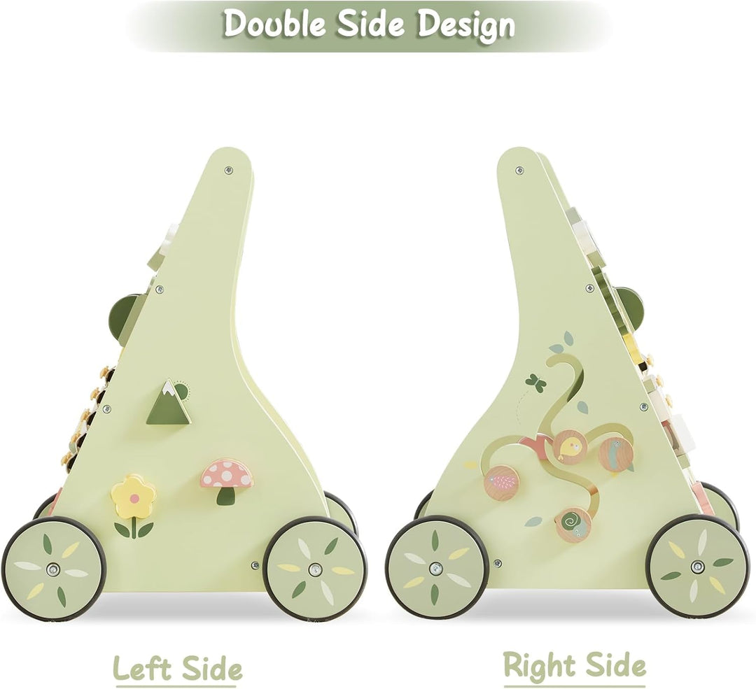 Asweets Baby Lauflernwagen aus Holz, Baby Walker und Activity Center, Multifunktion Montessori Spiel