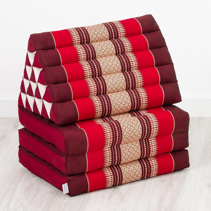 livasia Thaikissen 3 Auflagen extrahoch - 185x55x8cm - Dreieckskissen mit Klappmatratze, Kapok, Jumb