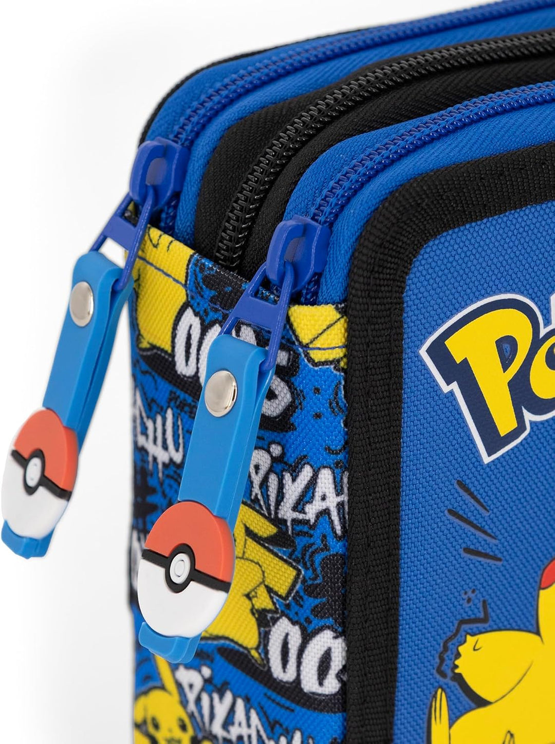 3-Fach Federmäppchen Jungen Gefüllt für Pokemon Fan – Schulmäppchen Set 46 Teile mit Radierbaren Sti