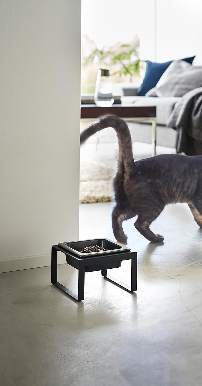 Yamazaki TOWER 5817 Futternapfständer einzeln, 300ML, Schwarz, Stahl/Keramik, Pet Food Bowl Stand, S