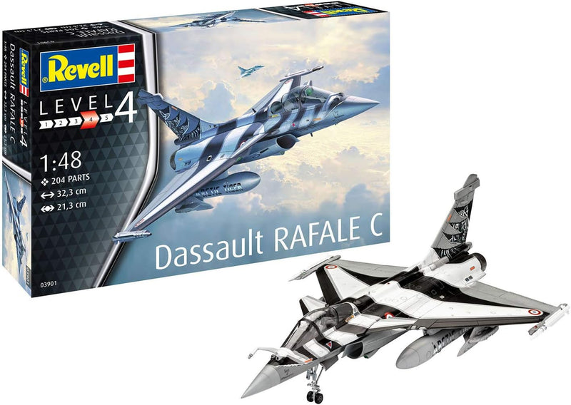 Revell RV03901 Modellbausatz Dassault Aviation Rafale C, Flugzeug im Massstab 1:48, Level 4, orginal