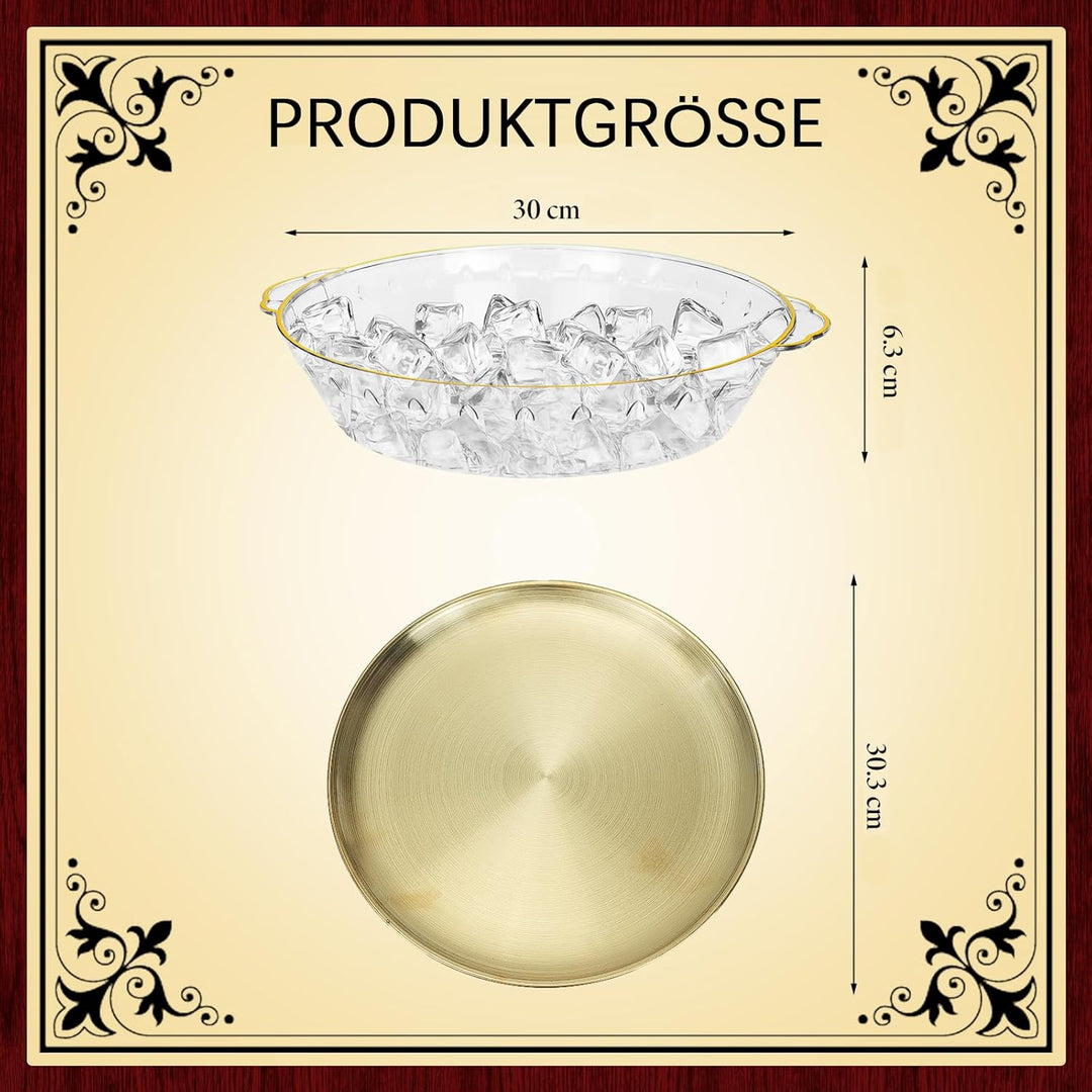 3 Stück Gekühltes Serviertablett Set, 30 cm Tablett Edelstahl, Buffet Partyplatte für Obst, Gemüse,