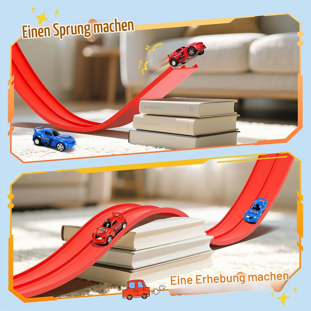 Autorennbahn 5M Inklusive 2 Autos: KETIEE Flexible Rennbahn Kinder 3 4 5 6 Jahre Rennstrecke Auto Re