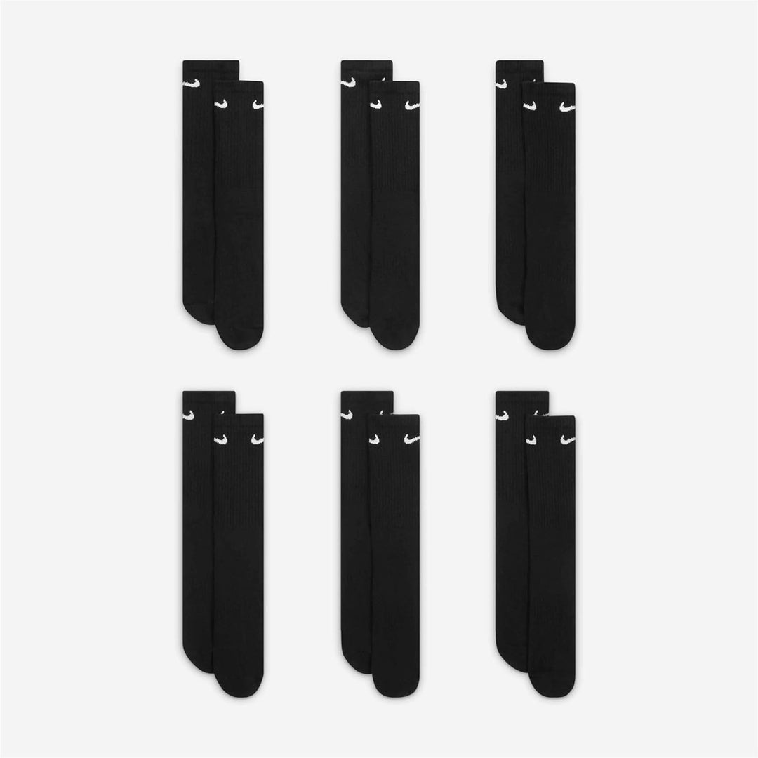 Nike Performance Kissen Crew Socken mit Band (6 Paar), schwarz/weiss, Grösse L