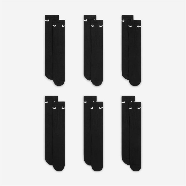 Nike Performance Kissen Crew Socken mit Band (6 Paar), schwarz/weiss, Grösse L