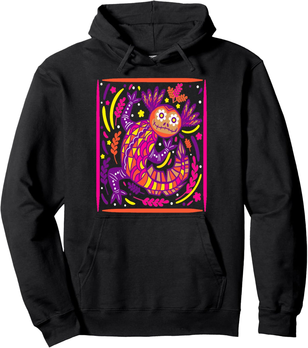 Tag der Toten, Tiere, Azteken, Party, mexikanisch Axolotl Pullover Hoodie