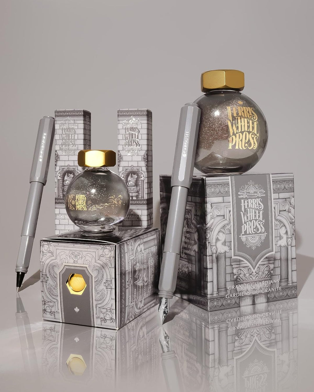 Ferris Wheel Press Ink, FerriTales Collection, Granite Guardians, Stone Grey with Rose Gold Shimmer,