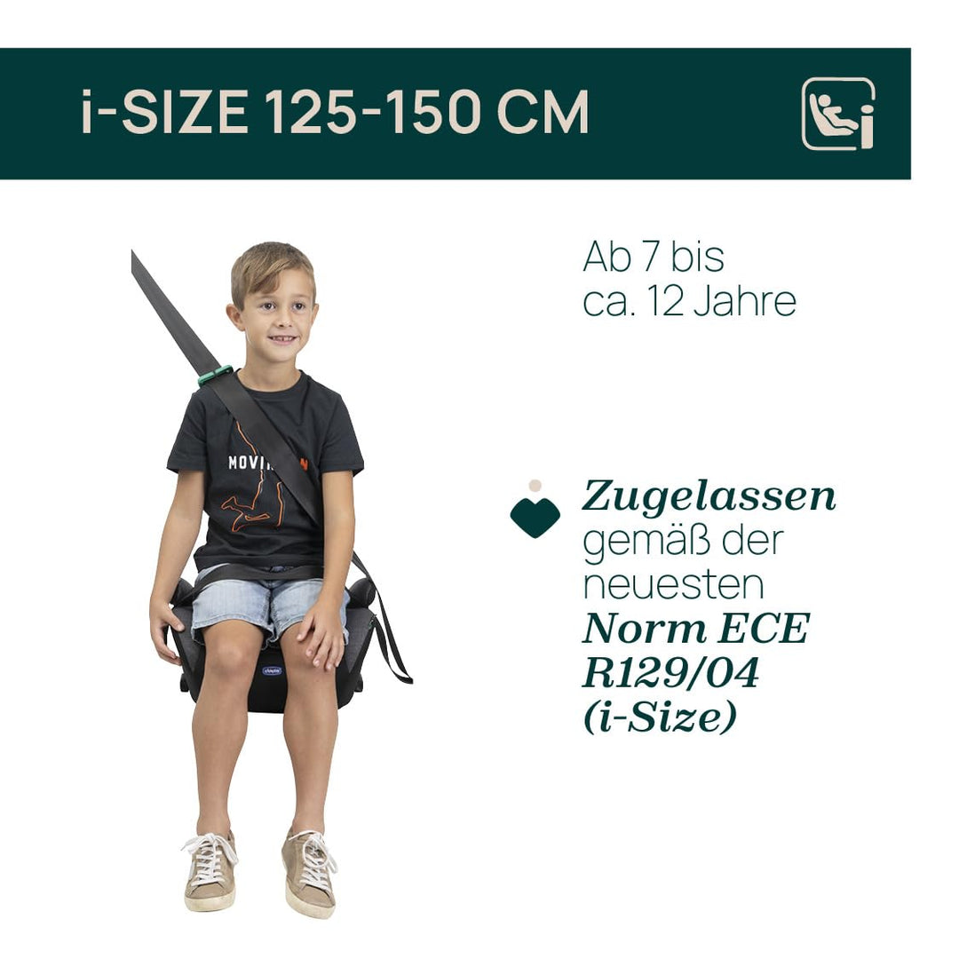 Chicco Quasar Fix i-Size, Kinderautositz 7-12 Jahre (126-150 cm), Gewicht 23-36 kg, Gruppe 3, einfac