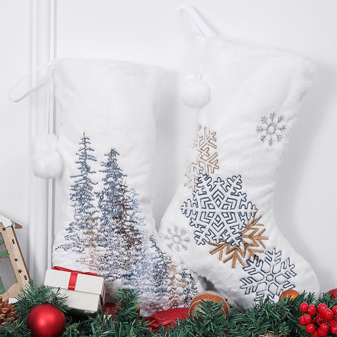 2pcs Weihnachtsstrumpf Personalisiert Weiss Nikolausstrumpf 46 cm Grosser Christmas Stockings Weihna