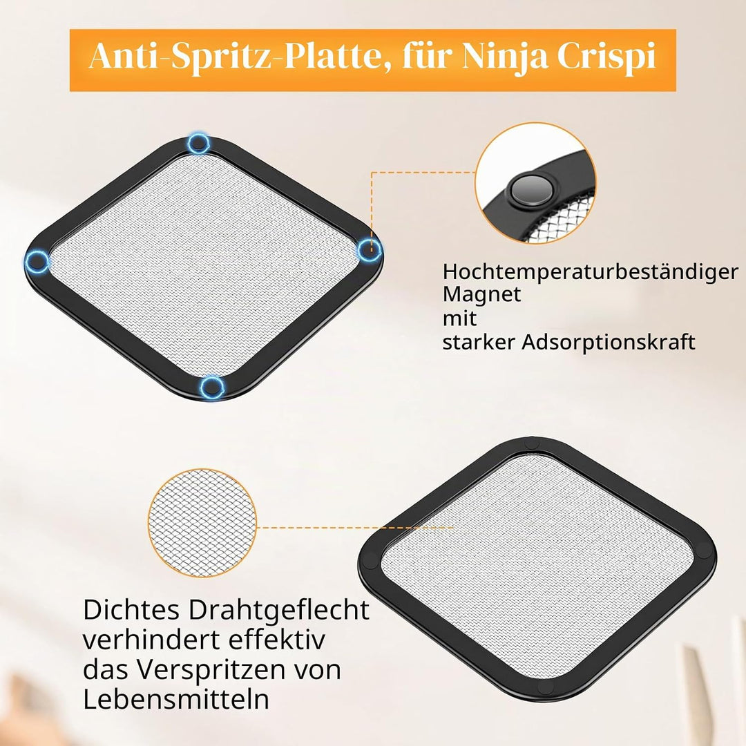 Airfryer Zubehör für Ninja CRISPi FN101EU, Inklusive1 Hitzebeständige Magnetische Spritzschutze Pass