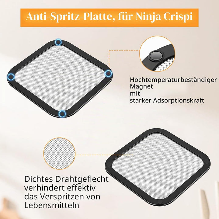 Airfryer Zubehör für Ninja CRISPi FN101EU, Inklusive1 Hitzebeständige Magnetische Spritzschutze Pass